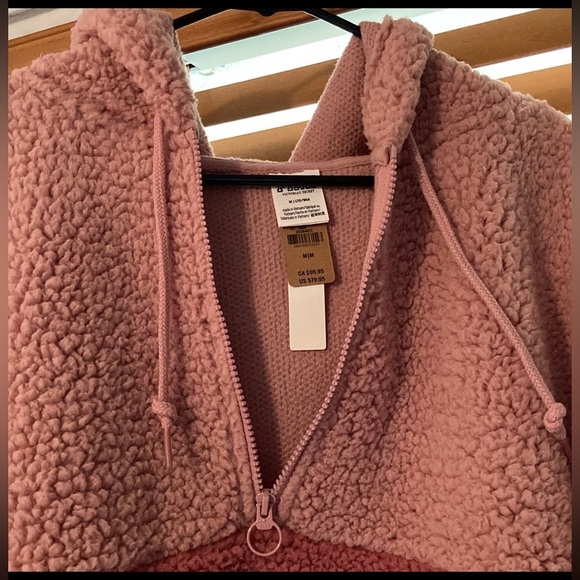 PINK Varsity Half-Zip Sherpa pullover hoodie coat - Picture 5 of 11